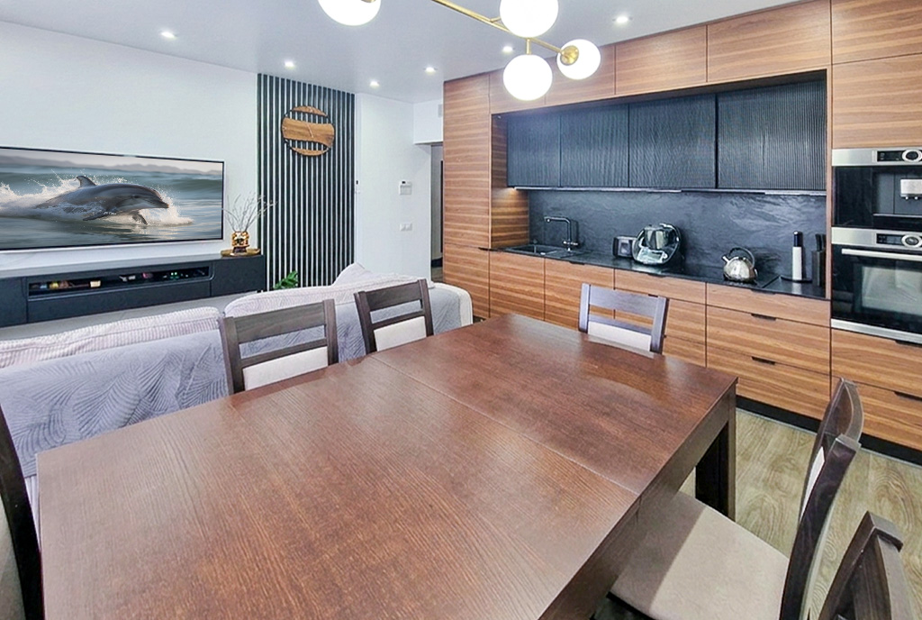 nowoczesny salon w ekskluzywnym apartamencie do sprzedaży Zielona Góra okolice