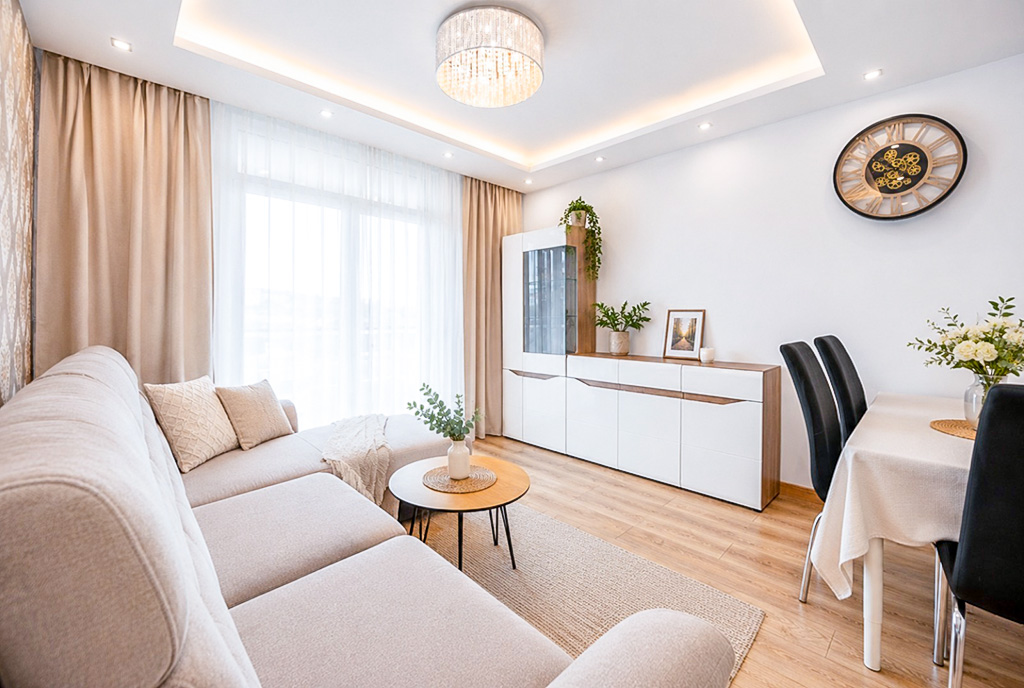 Fragment salonu w ekskluzywnym apartamencie na wynajem Gdańsk