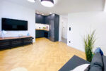 Futurystyczny salon w ekskluzywnym apartamencie do wynajęcia Katowice (okolice)