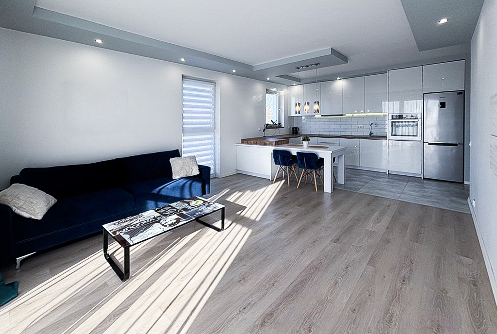 Przestronne wnętrze ekskluzywnego apartamentu do wynajęcia Szczecin.