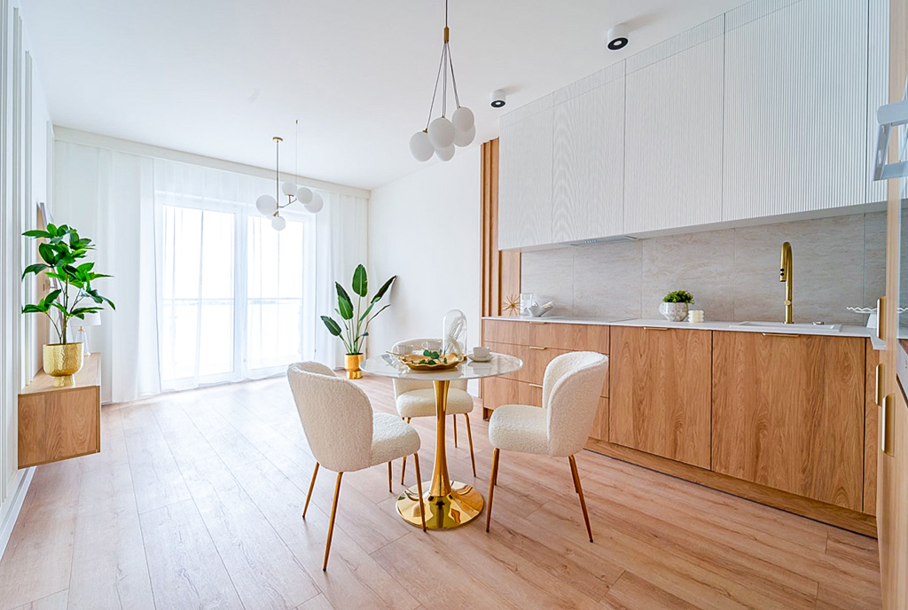 Designerska kuchnia w ekskluzywnym apartamencie do sprzedaży Elbląg.