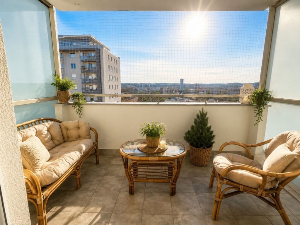 kameralny balkon przy ekskluzywnym apartamencie na wynajem Gdańsk