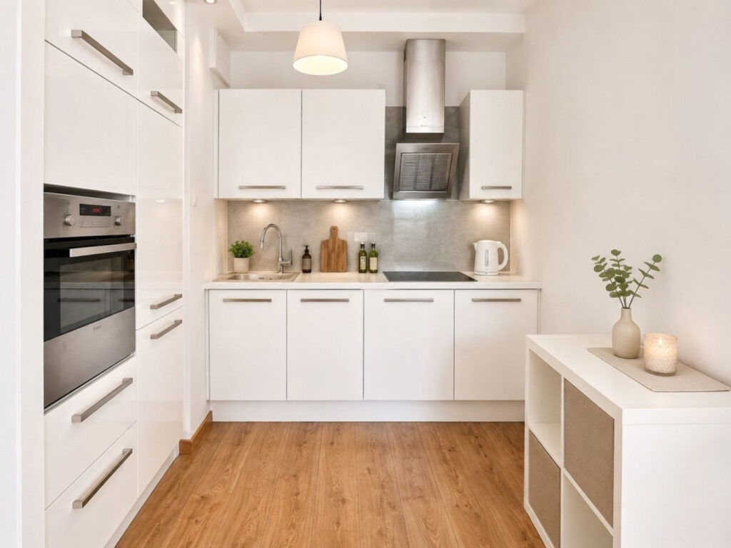 zabudowana kuchnia w luksusowym apartamencie do wynajmu Gdańsk