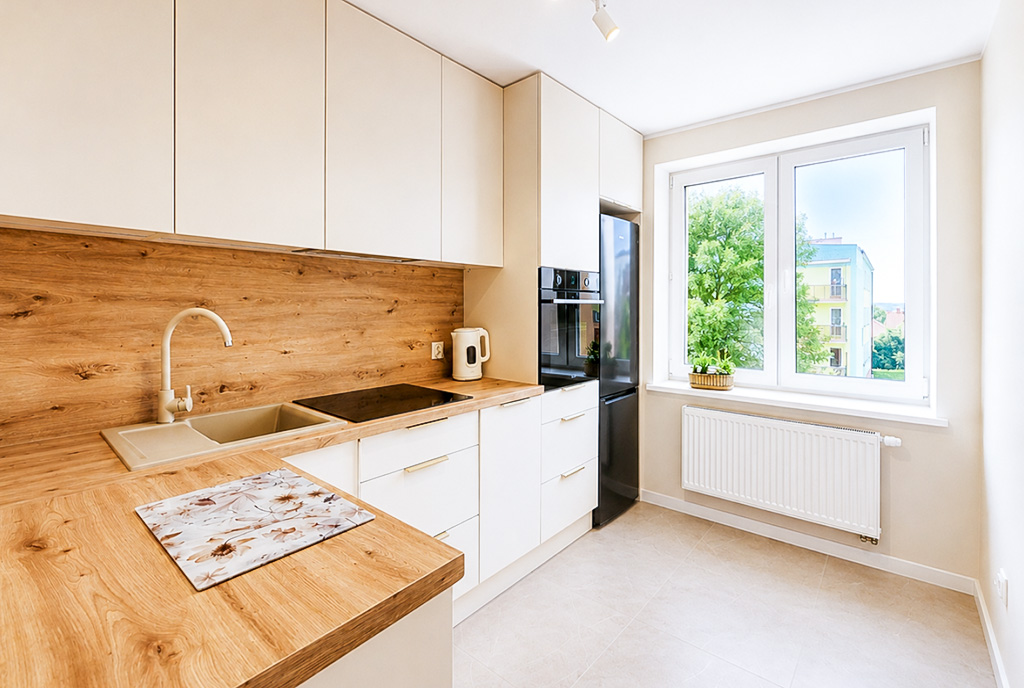 na zdjęciu aneks kuchenny w ekskluzywnym apartamencie na wynajem Kwidzyn