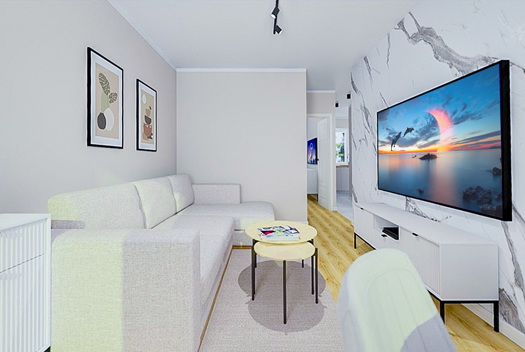 futurystyczny salon w ekskluzywnym apartamencie na sprzedaż Elbląg