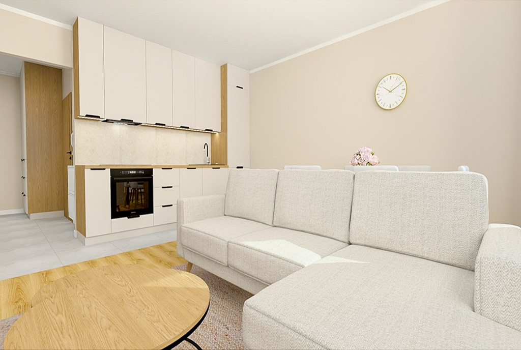 nowoczesny salon w ekskluzywnym apartamencie do sprzedaży Elbląg