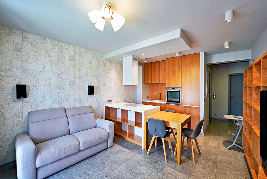 zaprojektowana w nowoczesnym stylu kuchnia w luksusowym apartamencie na sprzedaż Gorzów Wielkopolski