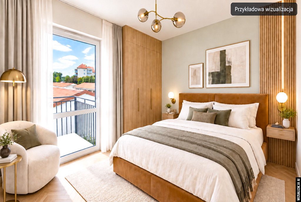 fragment sypialni w ekskluzywnym apartamencie na sprzedaż Kwidzyn