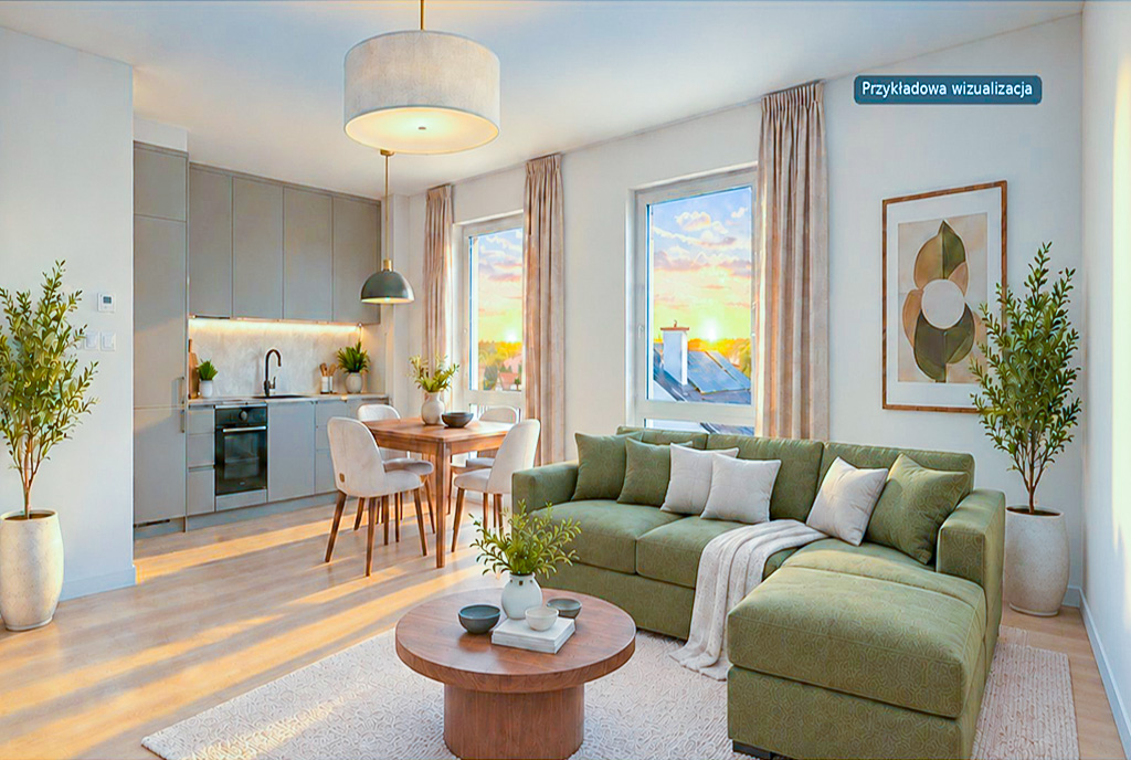 fragment pokoju dziennego w luksusowym apartamencie na sprzedaż Kwidzyn
