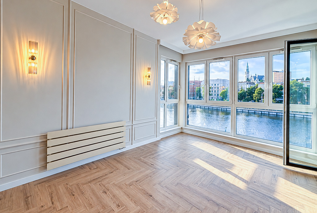reprezentacyjny salon w ekskluzywnym apartamencie do wynajęcia Szczecin