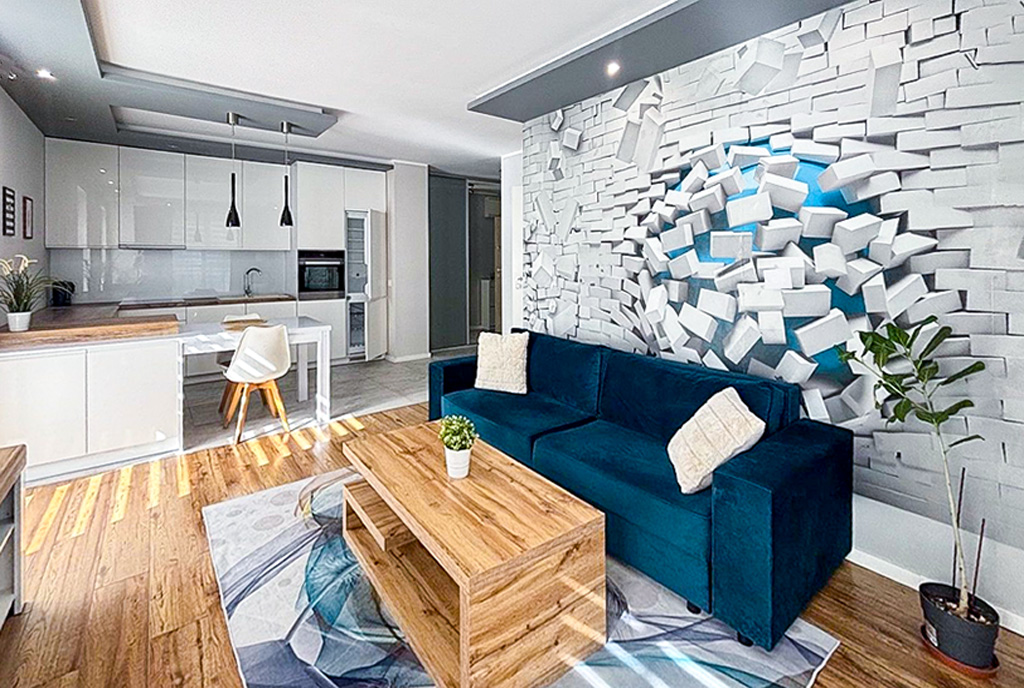 fragment pokój dziennego w ekskluzywnym apartamencie na wynajem Szczecin