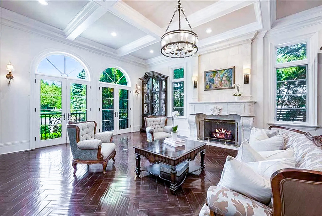 stylowy salon w luksusowej willi na sprzedaż Illinois (Stany Zjednoczone Ameryki)