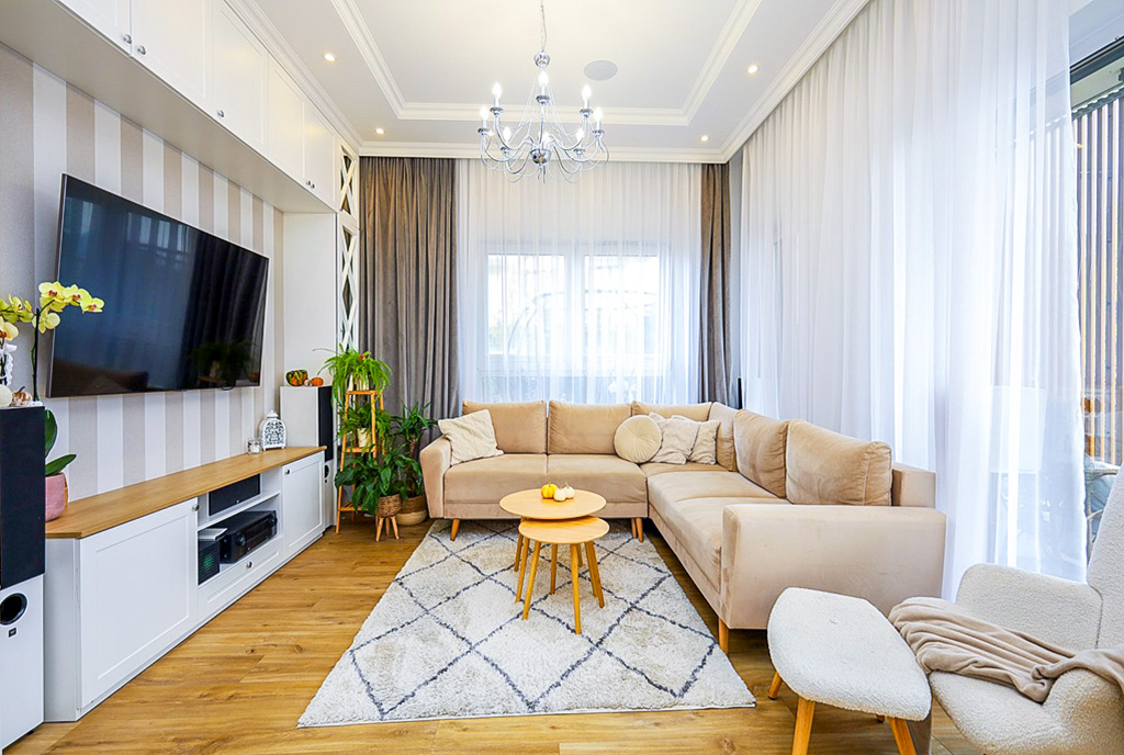 zbliżenie na pokój dzienny w ekskluzywnym apartamencie do sprzedaży Gdańsk