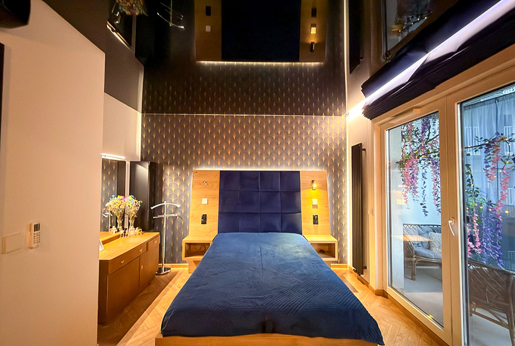 futurystyczna sypialnia w luksusowym apartamencie na sprzedaż Kwidzyn