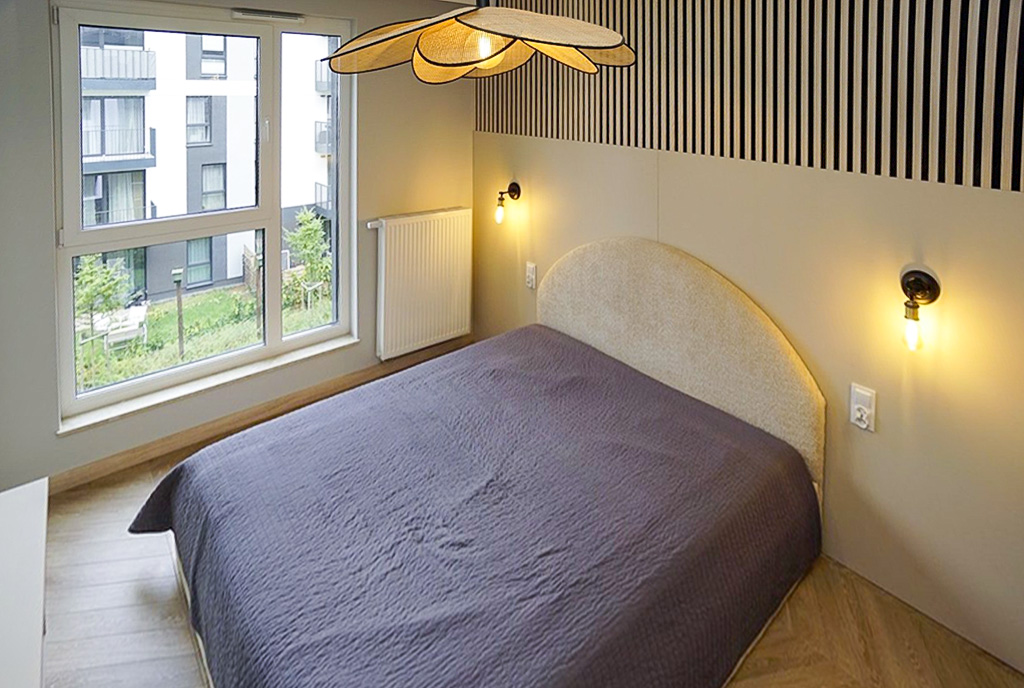 elegancka sypialnia w ekskluzywnym apartamencie na wynajem Warszawa