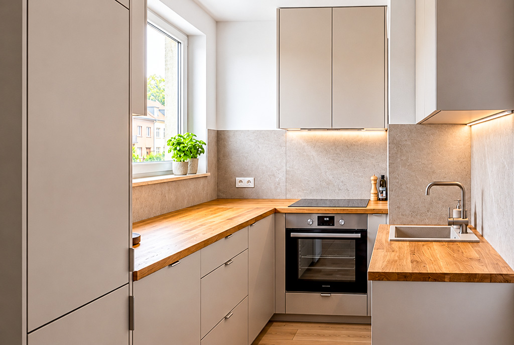 zbliżenie na kuchnię w ekskluzywnym apartamencie do sprzedaży Elbląg