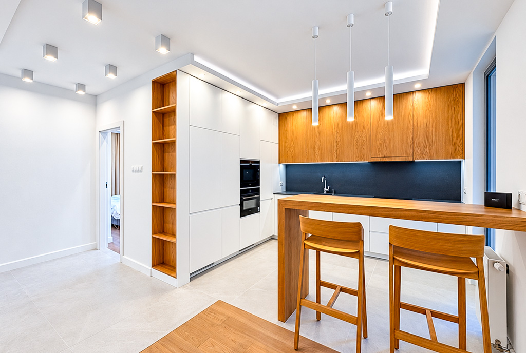 minimalistyczna kuchnia w ekskluzywnym apartamencie na sprzedaż Gdynia