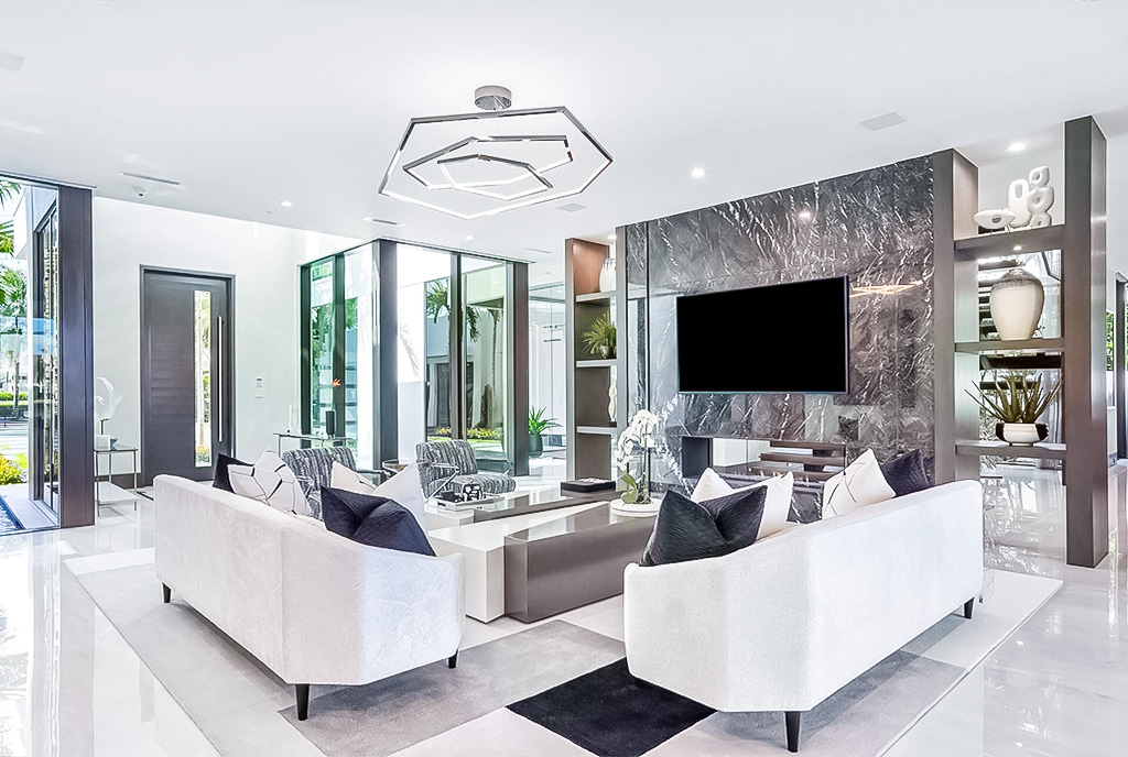dystyngowany salon w luksusowym apartamencie na sprzedaż Floryda Stany Zjednoczone Ameryki